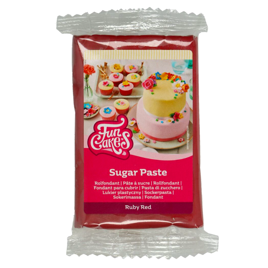 Fondant Funcakes Rojo Rubí 250 G - Ideal para Decorar Tartas, Cupcakes y Galletas