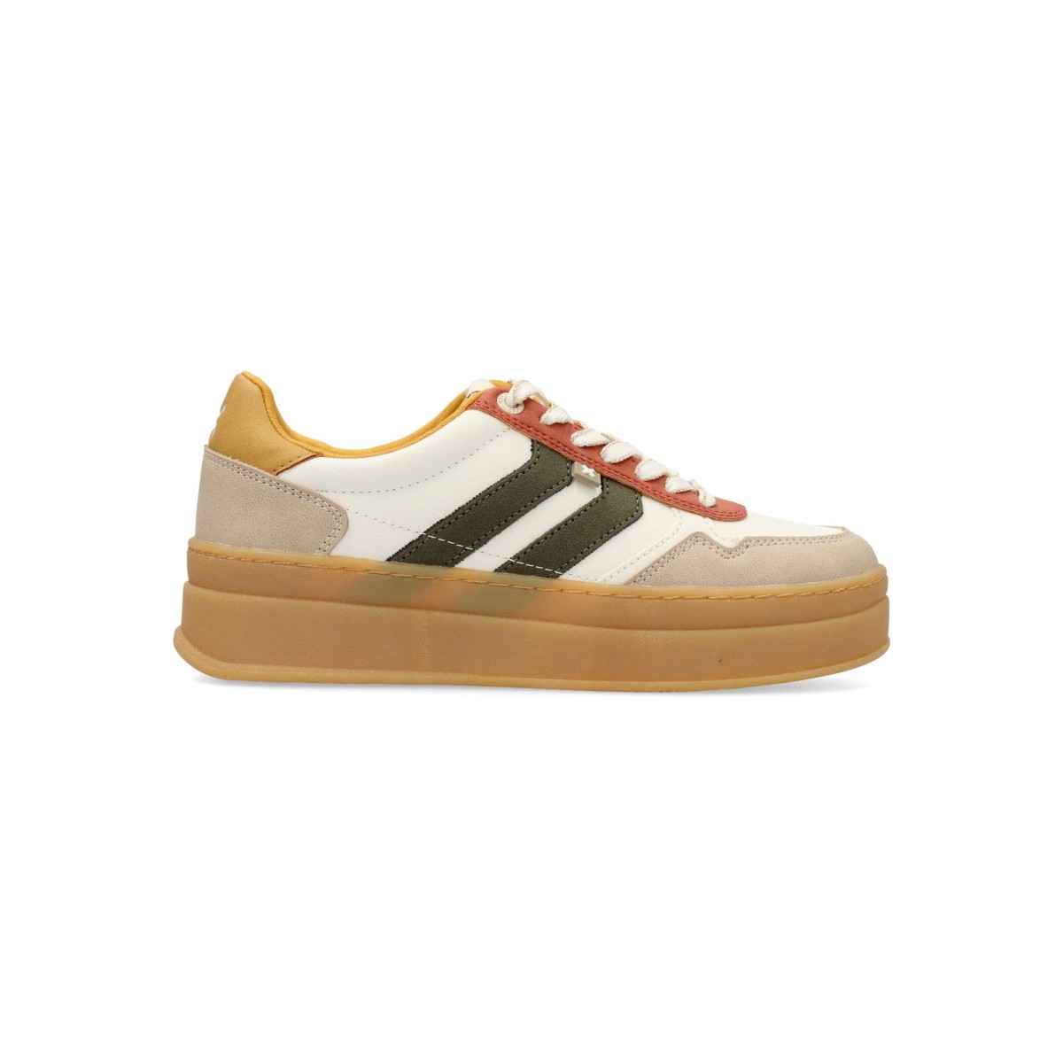 Xti - Zapatillas deportivas veganas casual con doble suela gruesa de 3,5 cm y suela antideslizante color caramelo para mujer