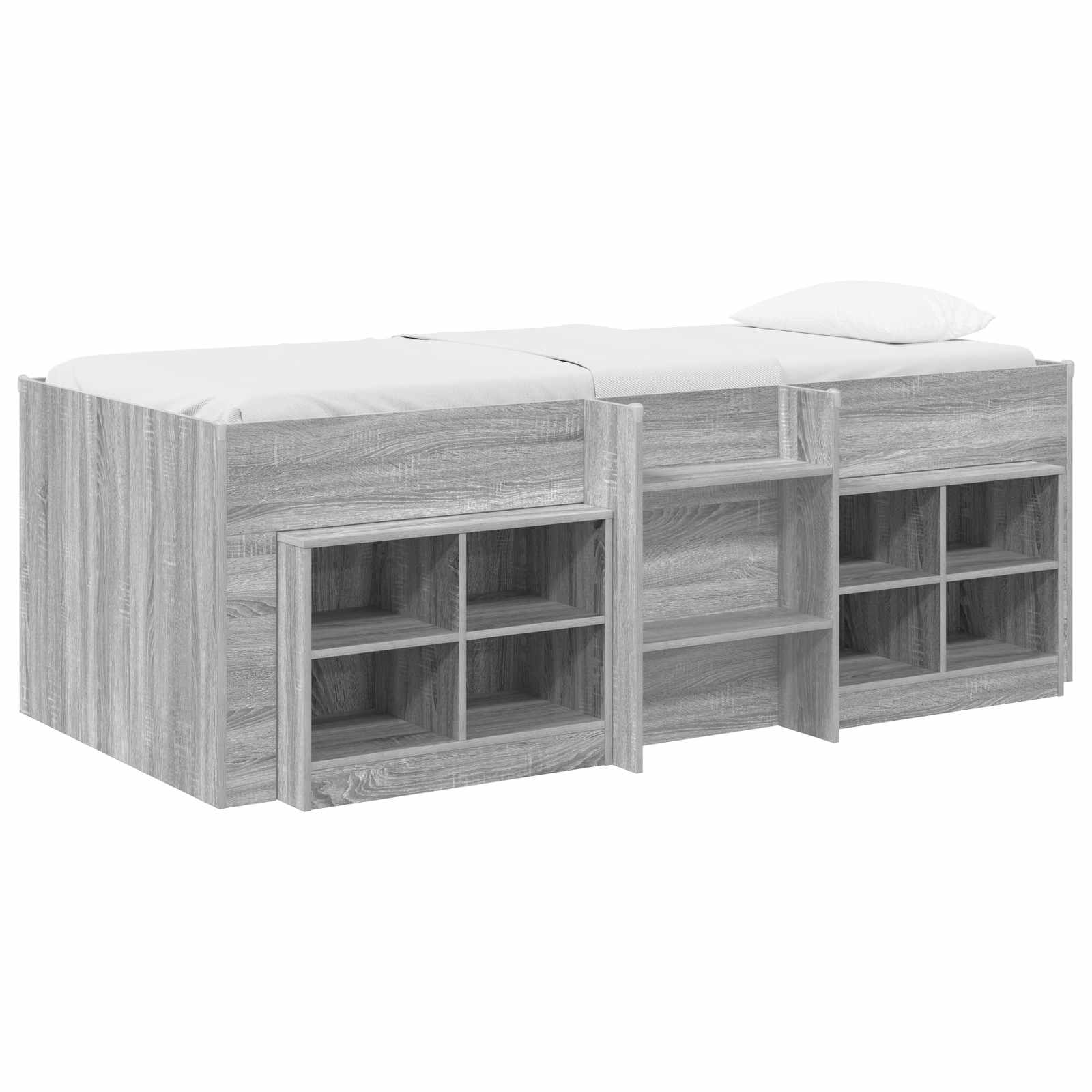 vidaXL Marco de cama loft con armario con estante 3 uds. 75 x 190 cm Multicolor