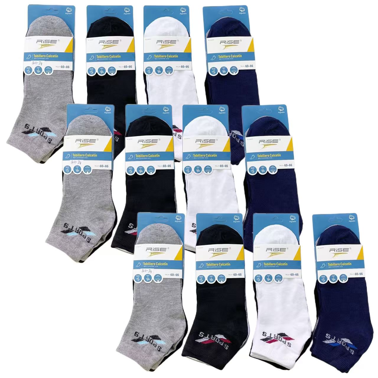 Deporte Sneaker Cortos de Set de 12 Calcetines para hombre multicolor (Color al azar, no se puede elegir)