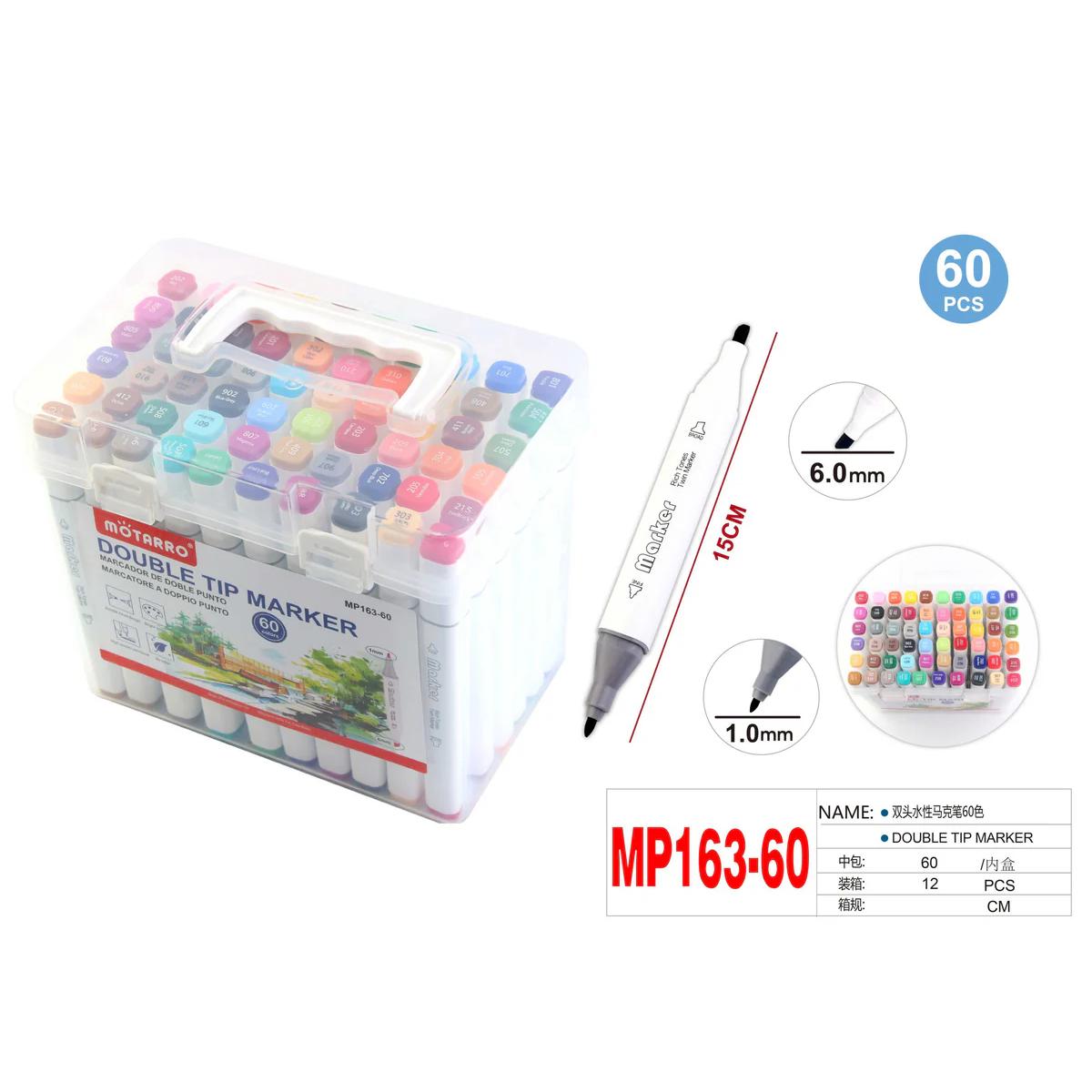 Marker Maletin 12/24/36/60 Rotuladores Doble Punta para Dibujar , Colorear, Pintar Dibujo,sin marca. Caligrafia Colores Surtidos Rotuladores Base Alcohol BFG. Despierta tu talento
