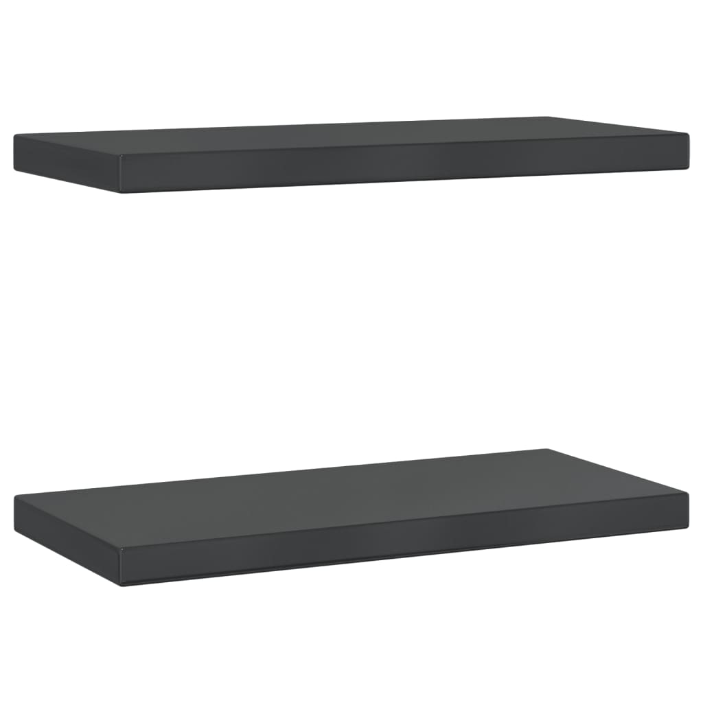 Vidaxl Estantes de Pared en Acero Inoxidable 50x23,5x3 Cm Plateado y Negro - Mueble Almacenaje Estantería para Oficina, Estudio, Sala de Estar, Dormitorio