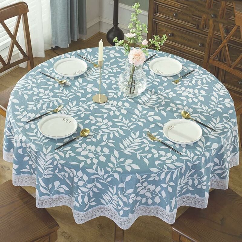 Mantel Redondo Impermeable y Resistente a Las Arrugas, 180 cm, Poliéster Lavable para Comedor