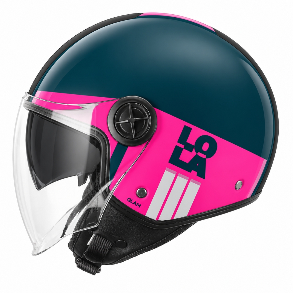 Casco Lola Moto jet glam visor solar incluido ECE 22.06, pantalla preparada para pinlock