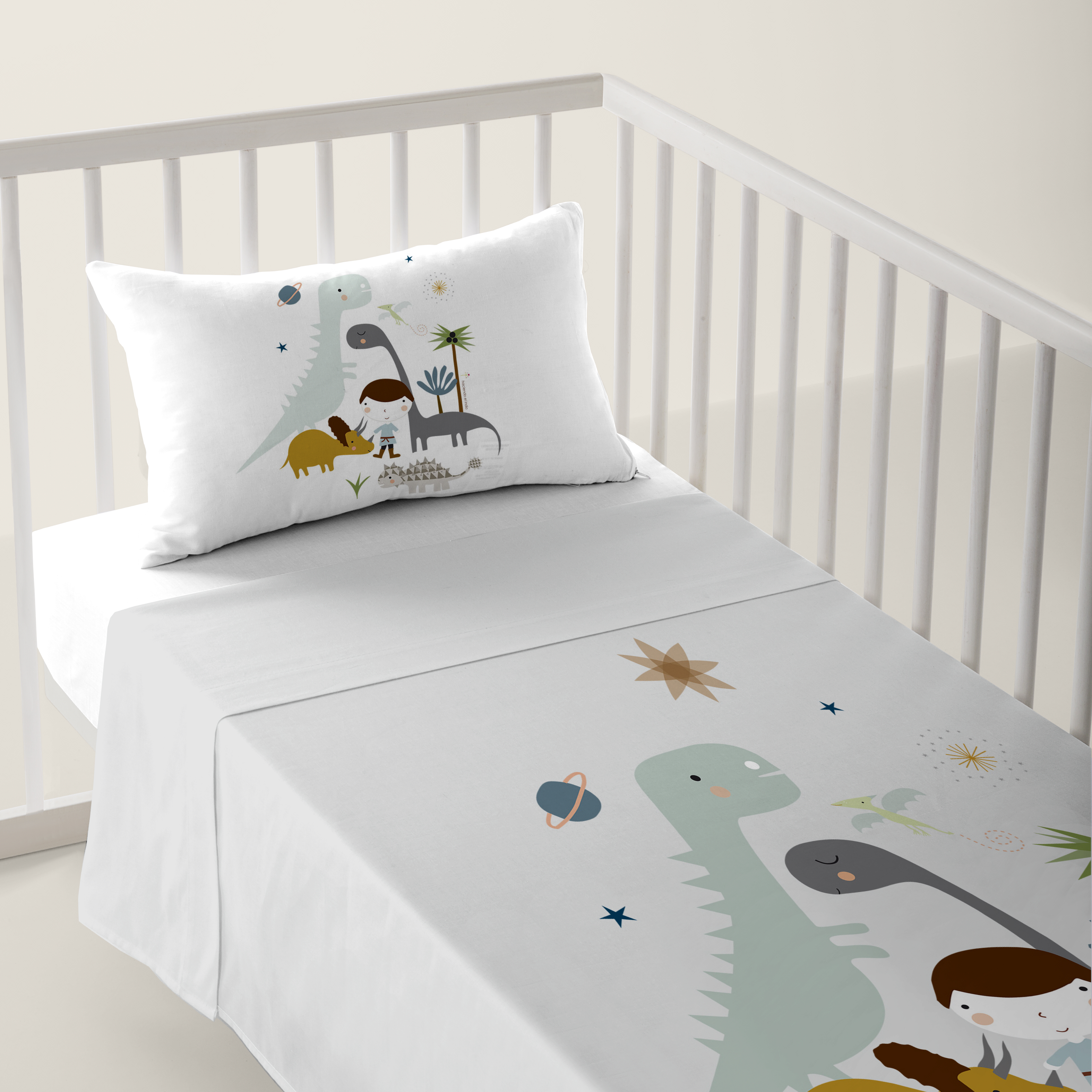 HACIENDO EL INDIO - Juego de Sábanas Cuna Estampado 100% Algodón - Juego de 2 Piezas Incluye Sábana Encimera y 1 Funda de Almohada - 100x130/120x180 cm - 27 Modelos Disponibles - Fabricado en España