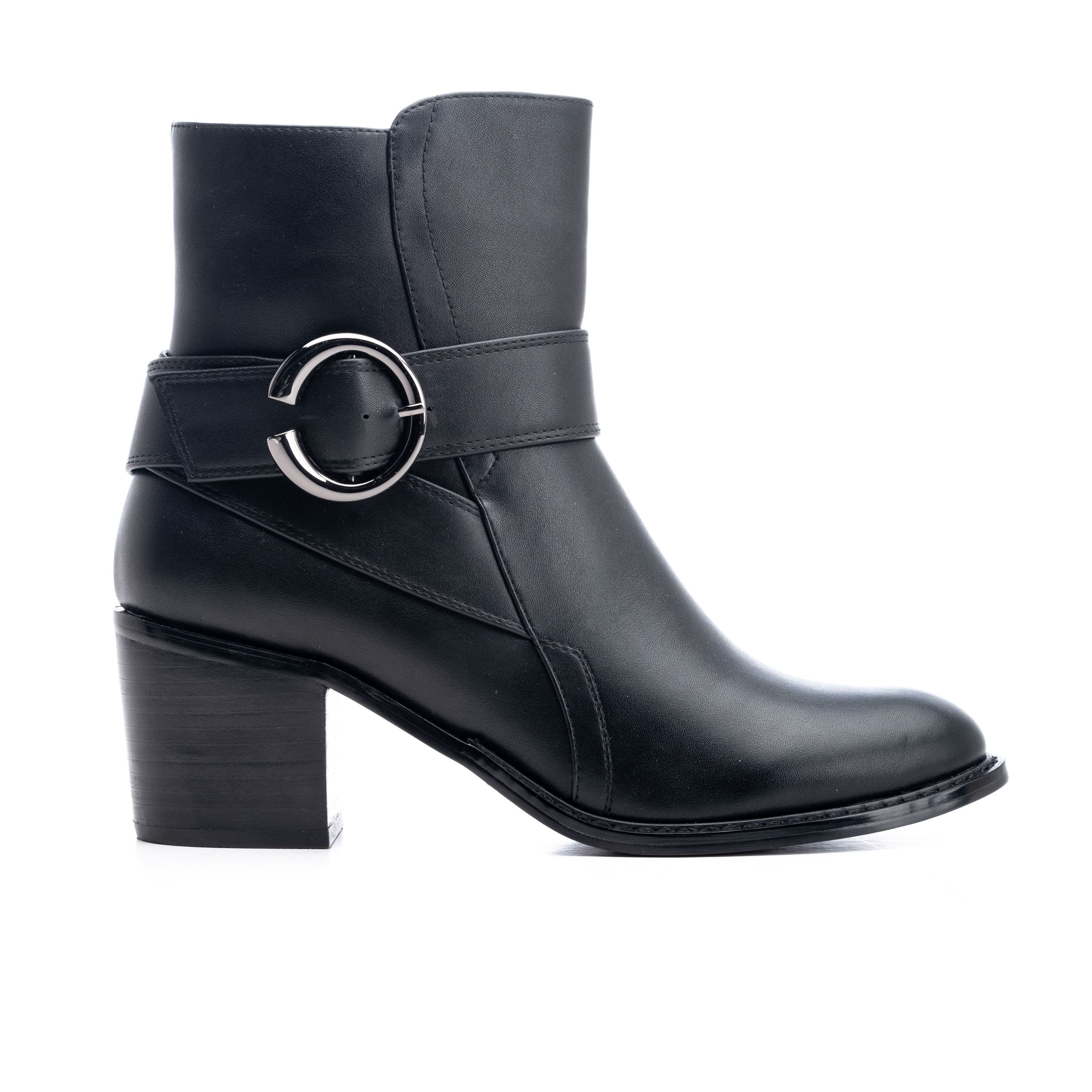 Koroshi - Botines efecto piel mujer de poliuretano, estilo casual y cómodo para uso diario, negros