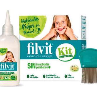 Filvit Kit Antipiojos Loción Dimeticona + Acondicionador + Lendrera, 1 Ud
