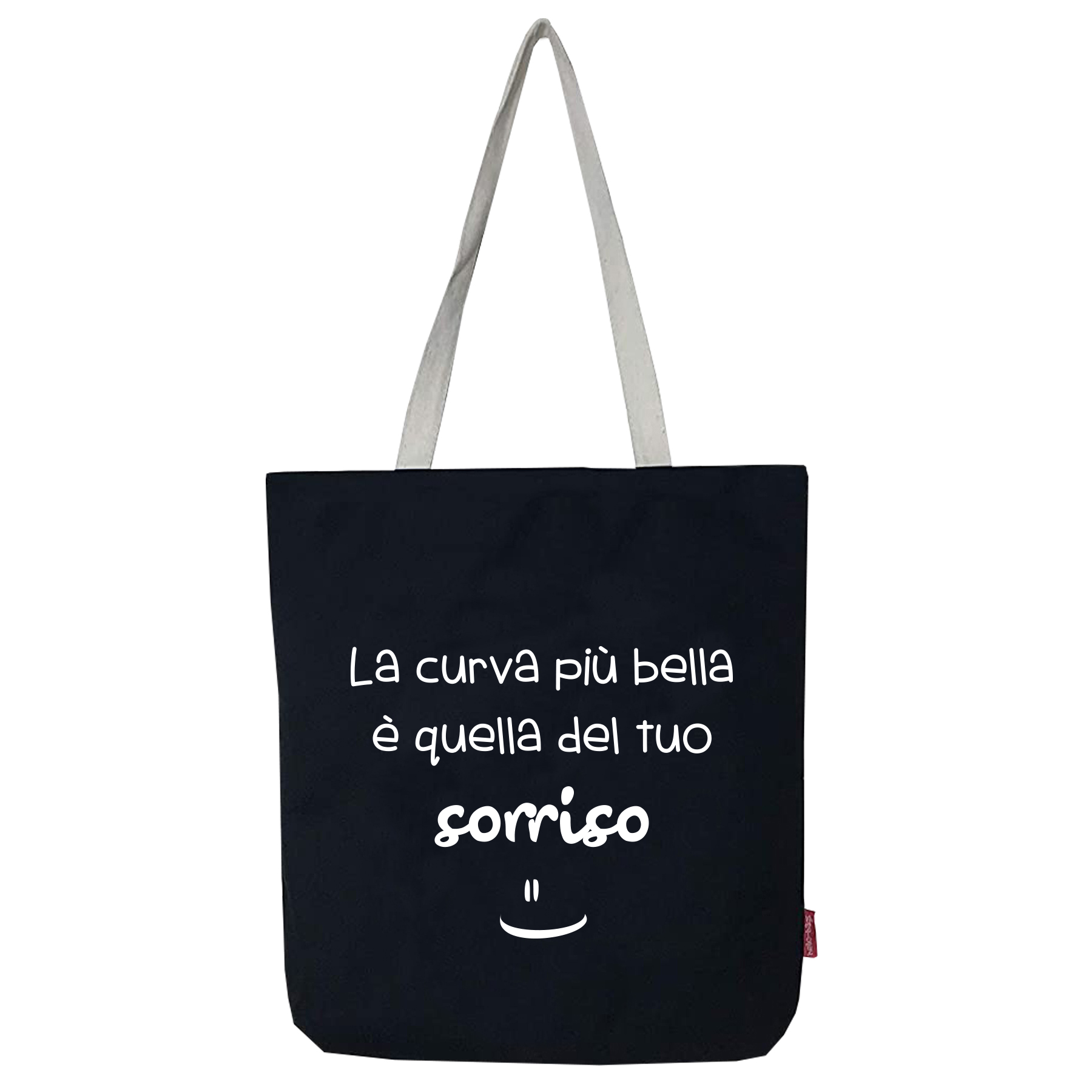 Hello-Bags. Bolso tote bag con cremallera, forro y bolsillo interior. Exterior: Algodón 100%. Incluye sobre kraft de regalo. Modelo CURVABELLA. Color: Crudo / Negro. Medidas: 37x38 cm.