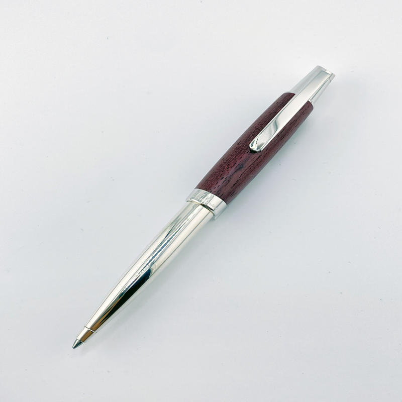 Bolígrafo Waldmann Boston Plata- Madera Oscura