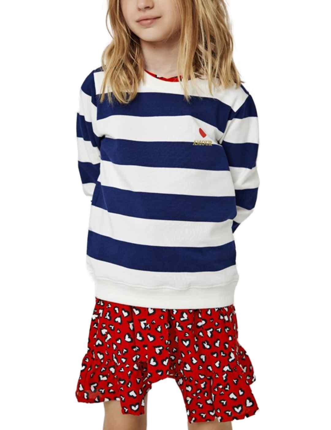 Kids ONLY Only Kids Sudadera Serena Blanca Rayas Azul Marino Niña - Cómodo y Moderno