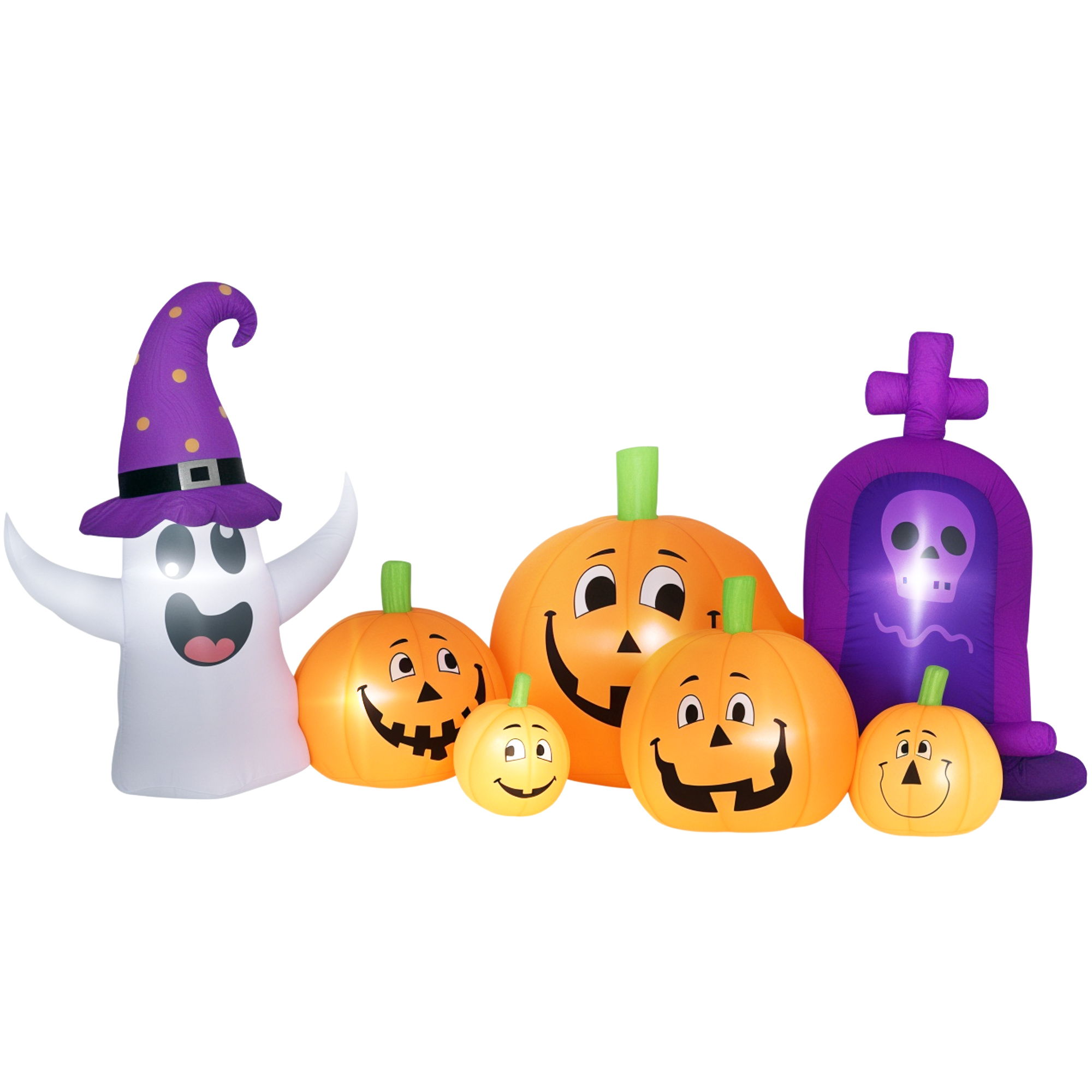 Outsunny - Calabaza inflable de Halloween de 8 pies con fantasma y lápida, luces LED y música, IP44 para exterior, jardín o fiestas, 240x130x130 cm multicolor