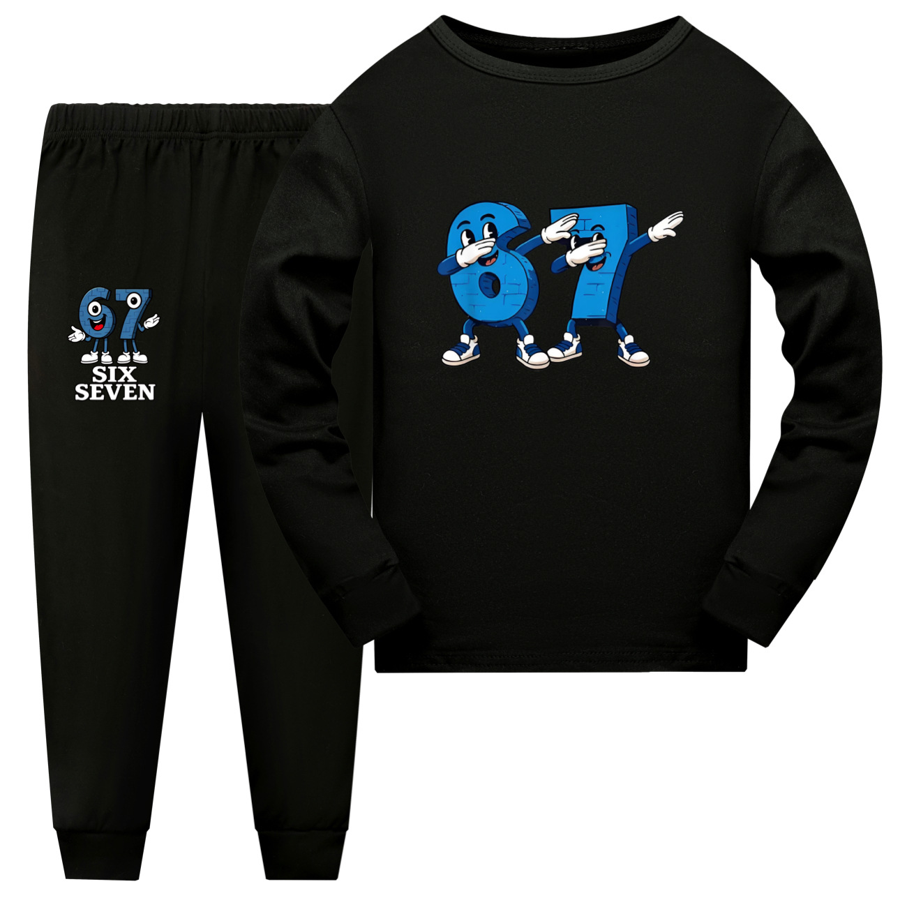 TK Conjunto De Pijamas Para Niños Y Niñas De 6-7 Años Con Estampado De Ropa Adecuado Para Adolescentes Chicos Y Chicas Deporte Estilo 2 Piezas Camiseta Y Pantalones Manga Larga