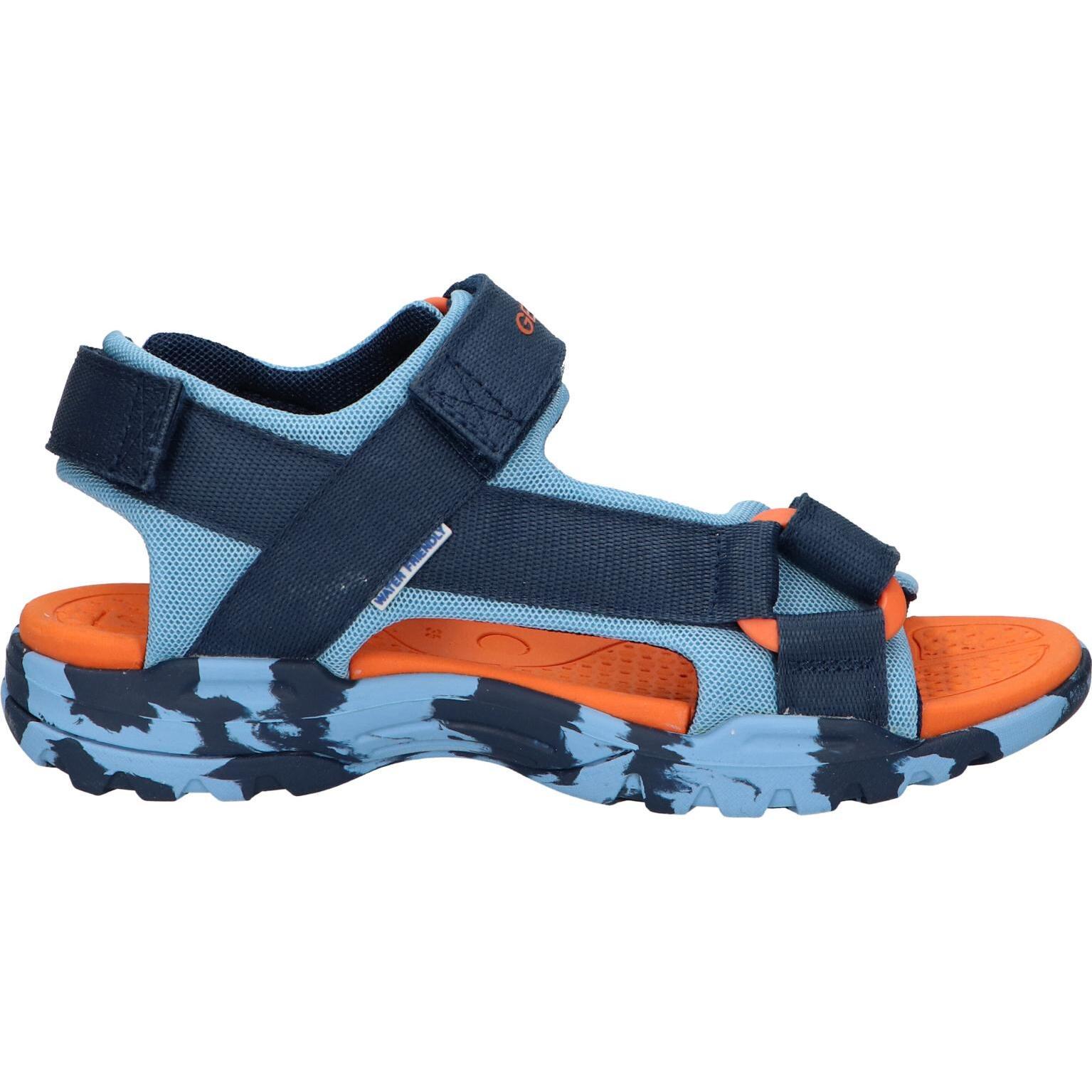 Geox J450RE 01411 J BOREALIS sandals for boys in LT Blue-Navy, breathable summer design with padded insole, flexible non-slip sole, perfect for outdoor activities in spring/summer.