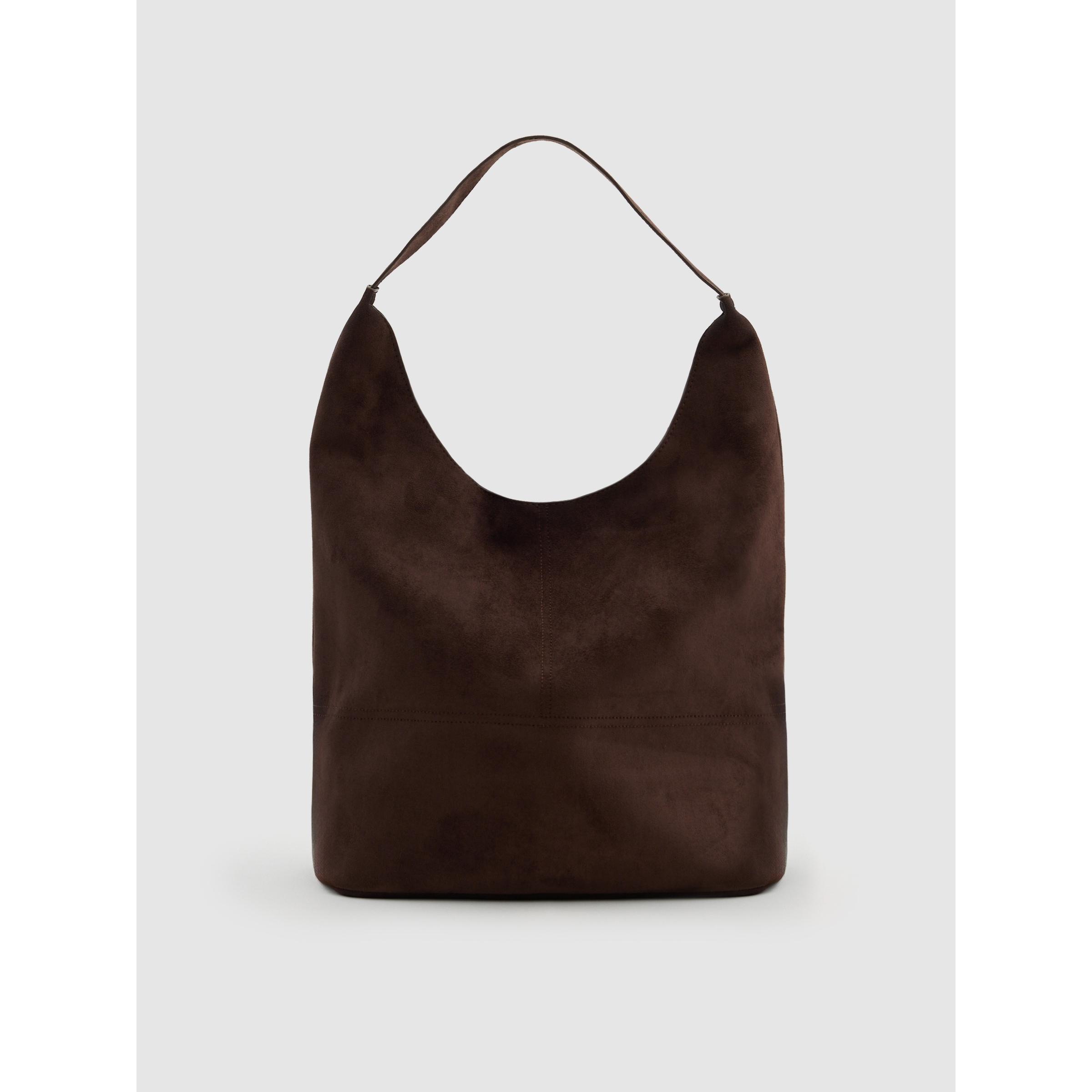 Bolso de hombro en efecto piel marrón oscuro con amplio espacio interior y acabado suave INSIDE
