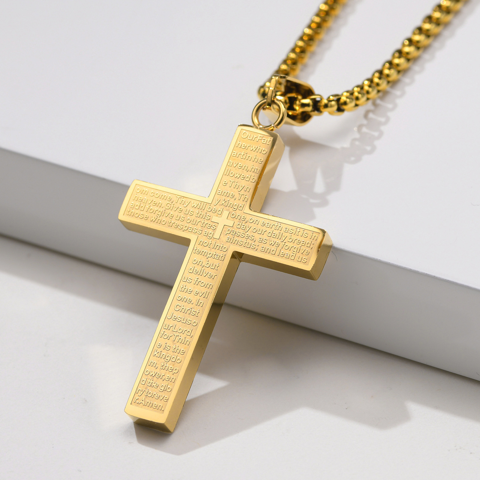 Collar de Cruz Negra de Acero Inoxidable para Hombre Colgante de Cruz con Cadena de 60 cm,para Hijos Día del Padre, Graduación