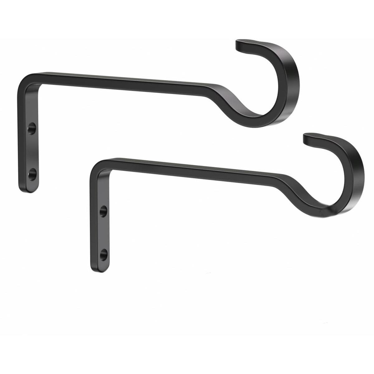 Gancho metálico con fijación mediante tornillo - Gancho de pared - Gancho - Gancho colgante para exteriores - Metal - Negro
