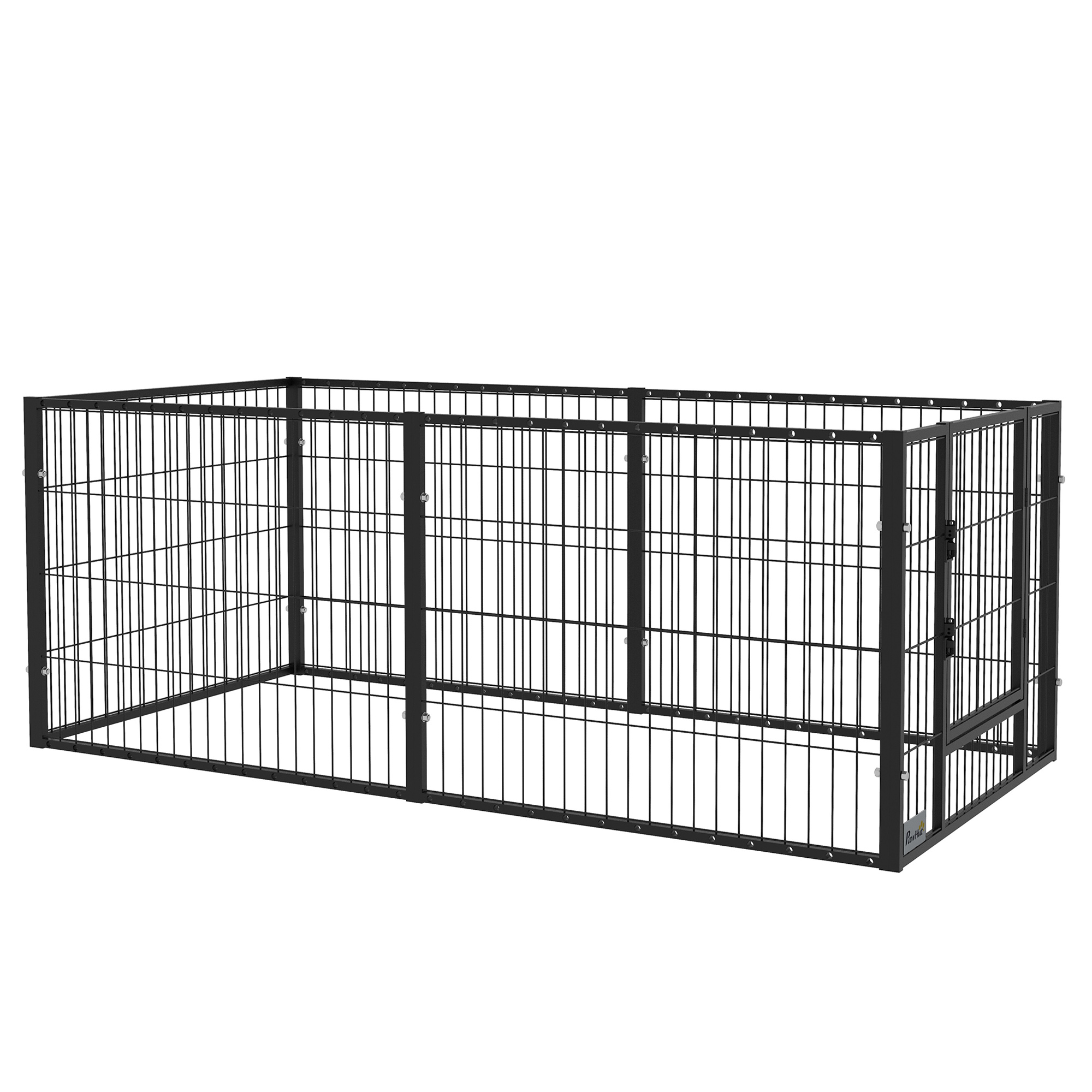 PawHut Parque para Perros de 6 Paneles Corralito para Perros Valla Metálica para Mascotas con Ancho Ajustable y Marco de Acero Negro