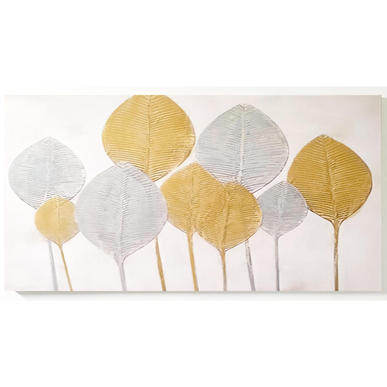 Factory Cuadros Cuadro Lienzo Pintura Original Hojas 100x50cm - Decoración Moderna