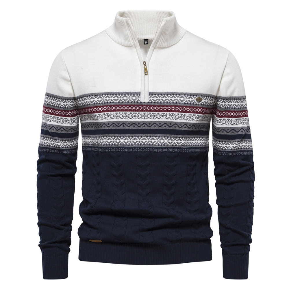 TK Suéter de punto para hombre con cuello alto y media cremallera, ideal para otoño/invierno.
