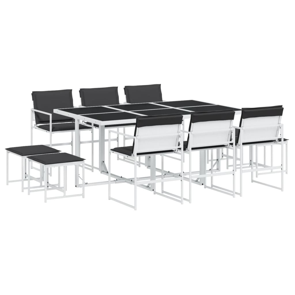 vidaXL Juego de comedor de jardín 11 pzas con cojines textilene blanco