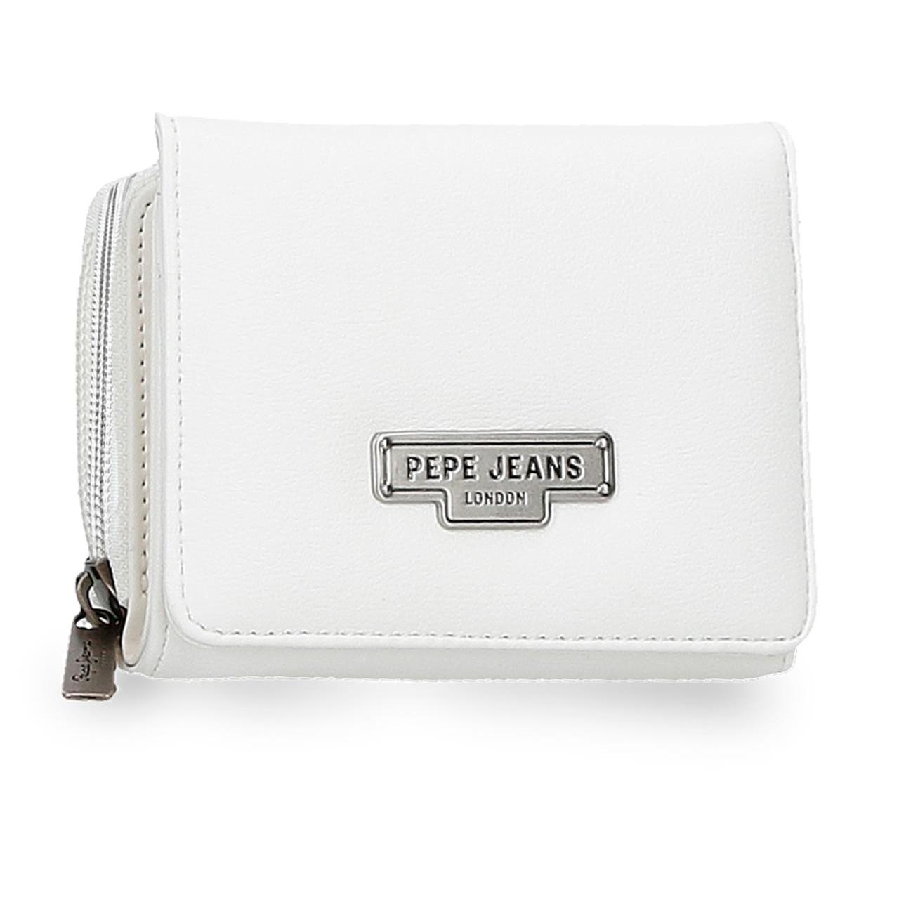 Cartera con Monedero Pepe Jeans Margaret, Diseño Blanco Elegante con Protección RFID