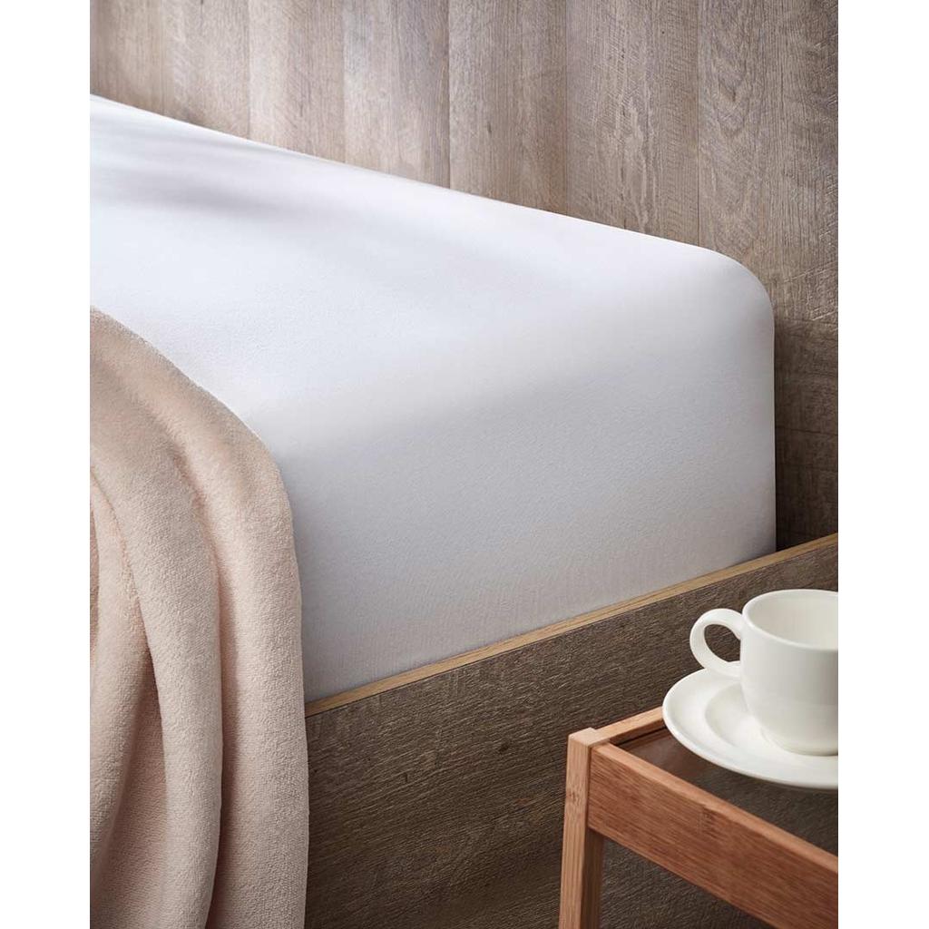Sábana bajera ajustable 932 JERSEY, Color Blanco, 100% Algodón Ecológico, Atenas