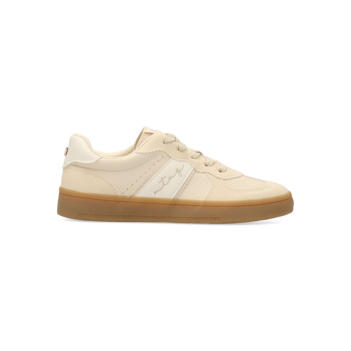 MTNG - Zapatillas deportivas Roy para mujer, diseño casual blanco con suela de goma caramelo y plantilla acolchada, ideales para looks relajados