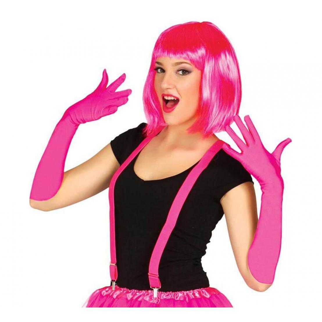 Guirca Par de Guantes fucsia neón de 45 cm