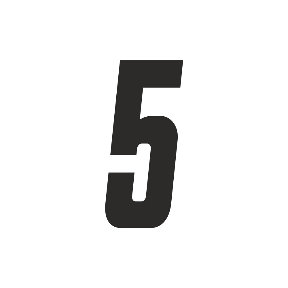 Race Number Pegatina para Moto Cross "5", Negro 15 cm