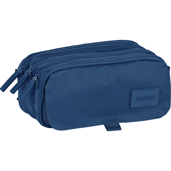 Safta - Estuche Safta BASIC "MARINO" Triple Compartimiento 10x21,5cm Diseño Exclusivo - Estuche Safta BASIC "MARINO" Multifuncional para Niños y Adultos
