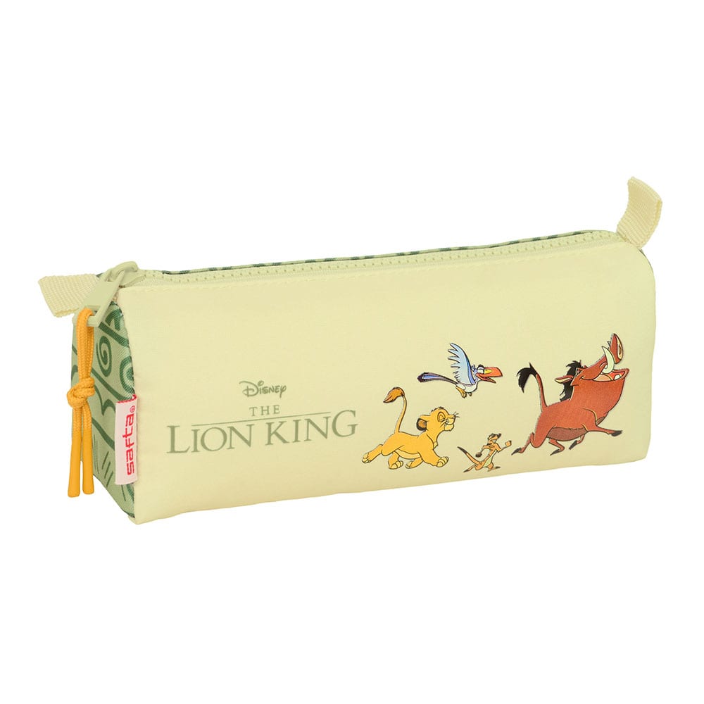 SAFTA | Portatodo Rectangular Disney El Rey León Mufasa, Estuche Escolar Infantil con 1 Compartimento y Cremallera, Goma Elástica Trasera para Acoplar a Cuaderno o Carpeta, Asa Lateral de Mano