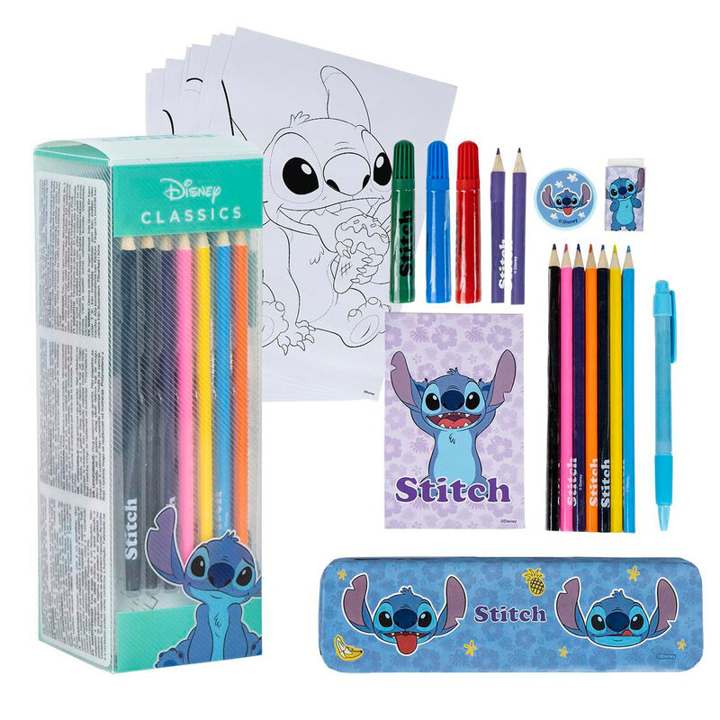 Set Papeleria Coloreable Stitch Disney Producto Oficial Especial Regalos Para Todos