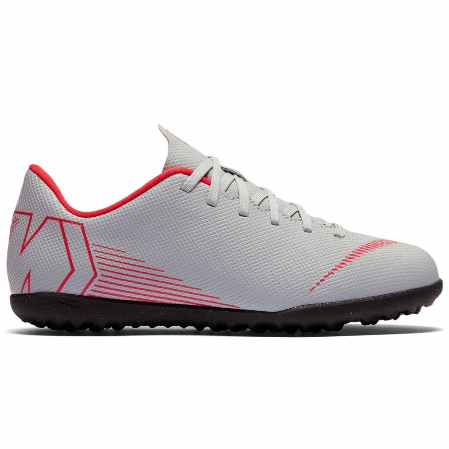 NIKE VAPOR 12 JR TF CLUB GS GRIS/ROJO