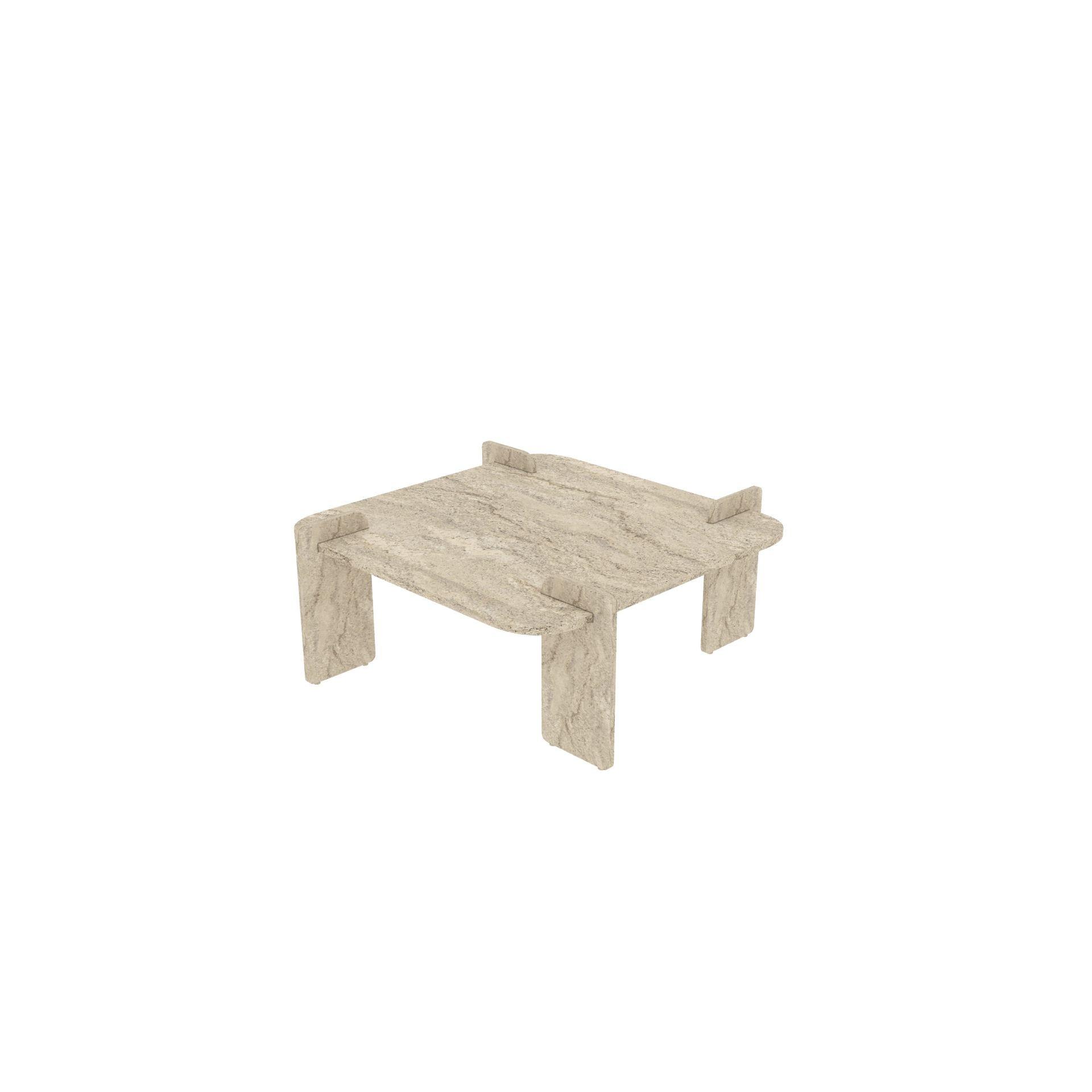 Habitat y Jardin - Mesa de centro de madera <<Woog>> 90 x 90 x 35 cm - Travertino