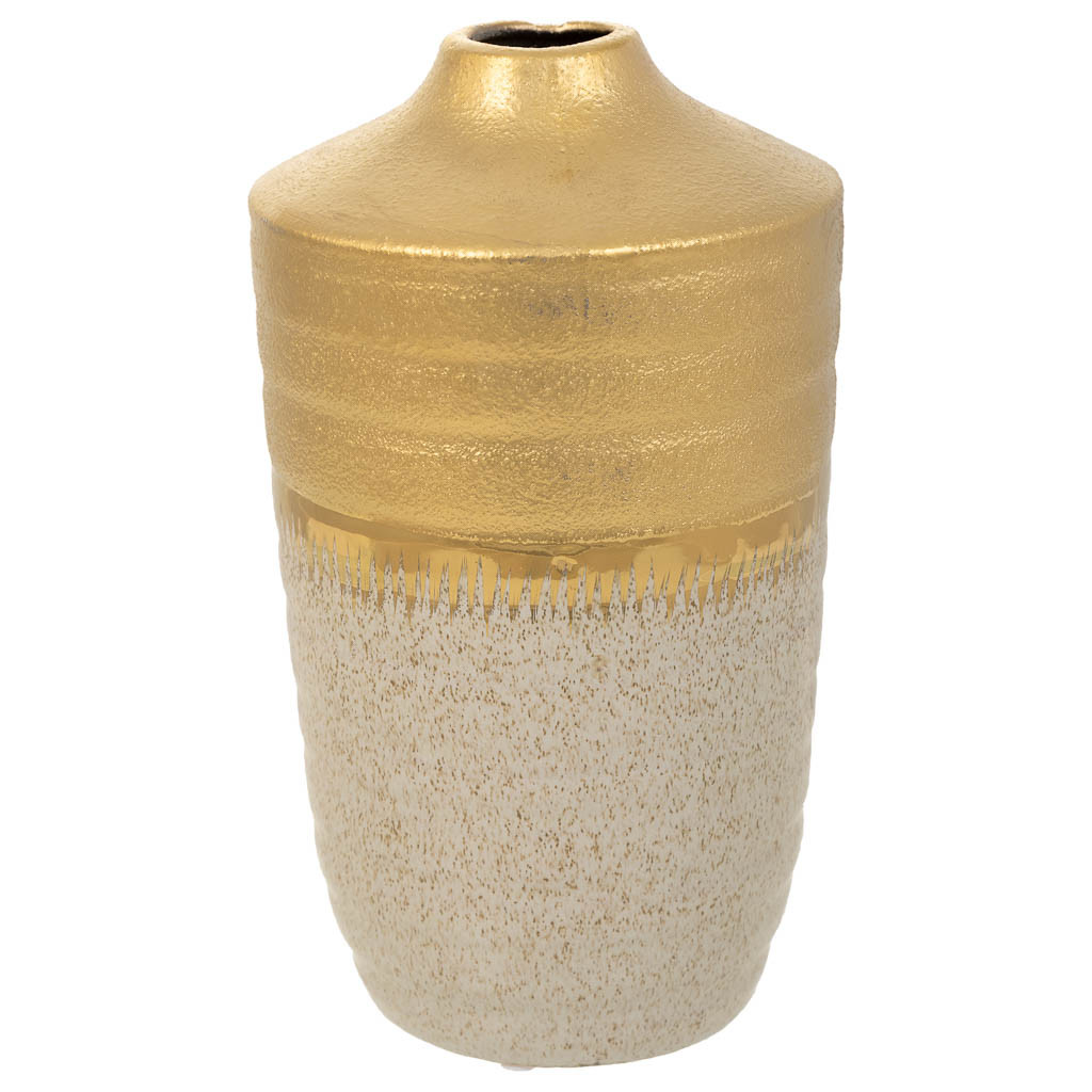 Jarron de ceramica oro Medidas: 15x15x25cm