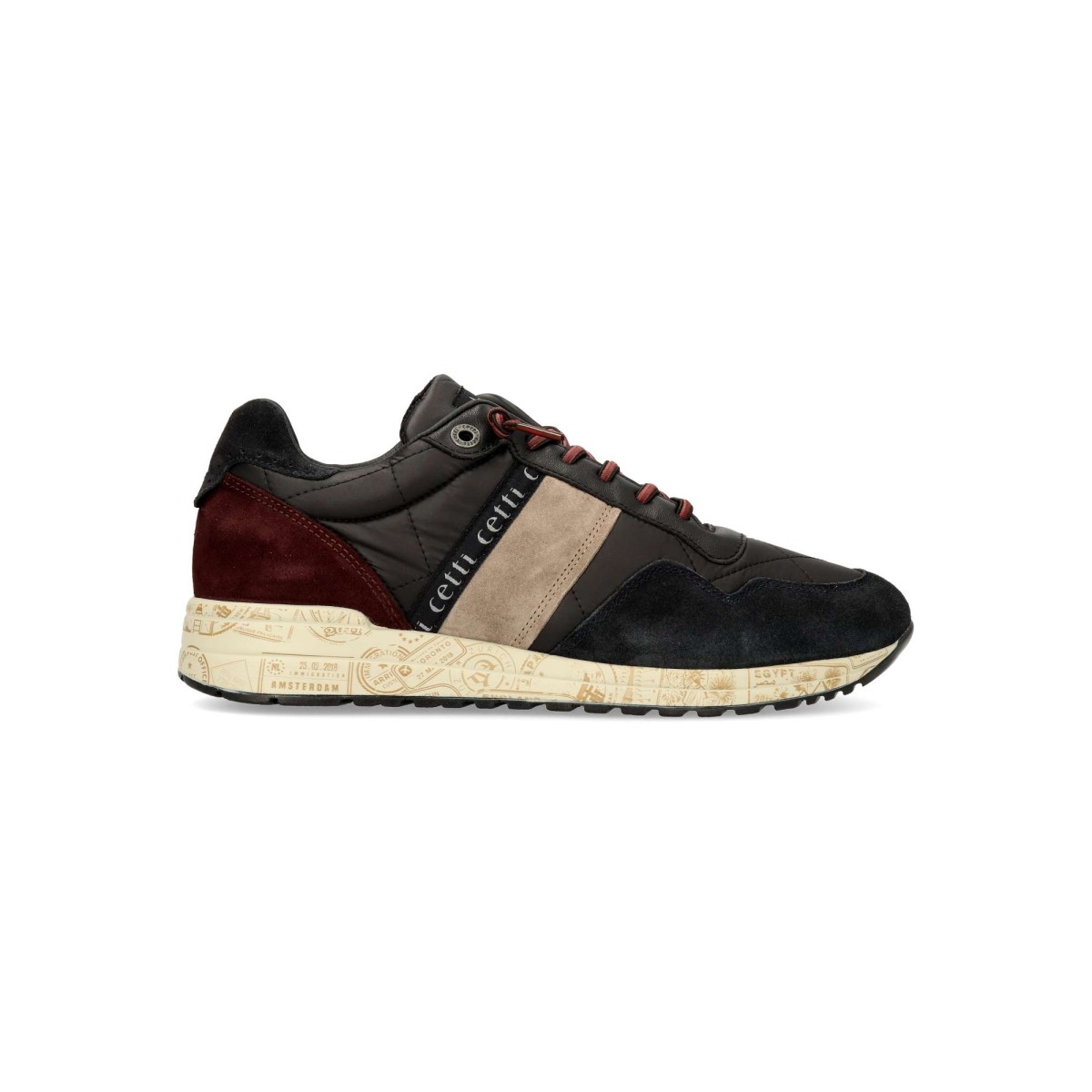 CETTI - Zapatillas casual vintage hombre modelo CETTI con cierre de cordones elásticos, plantilla acolchada extraíble y suela de goma gruesa