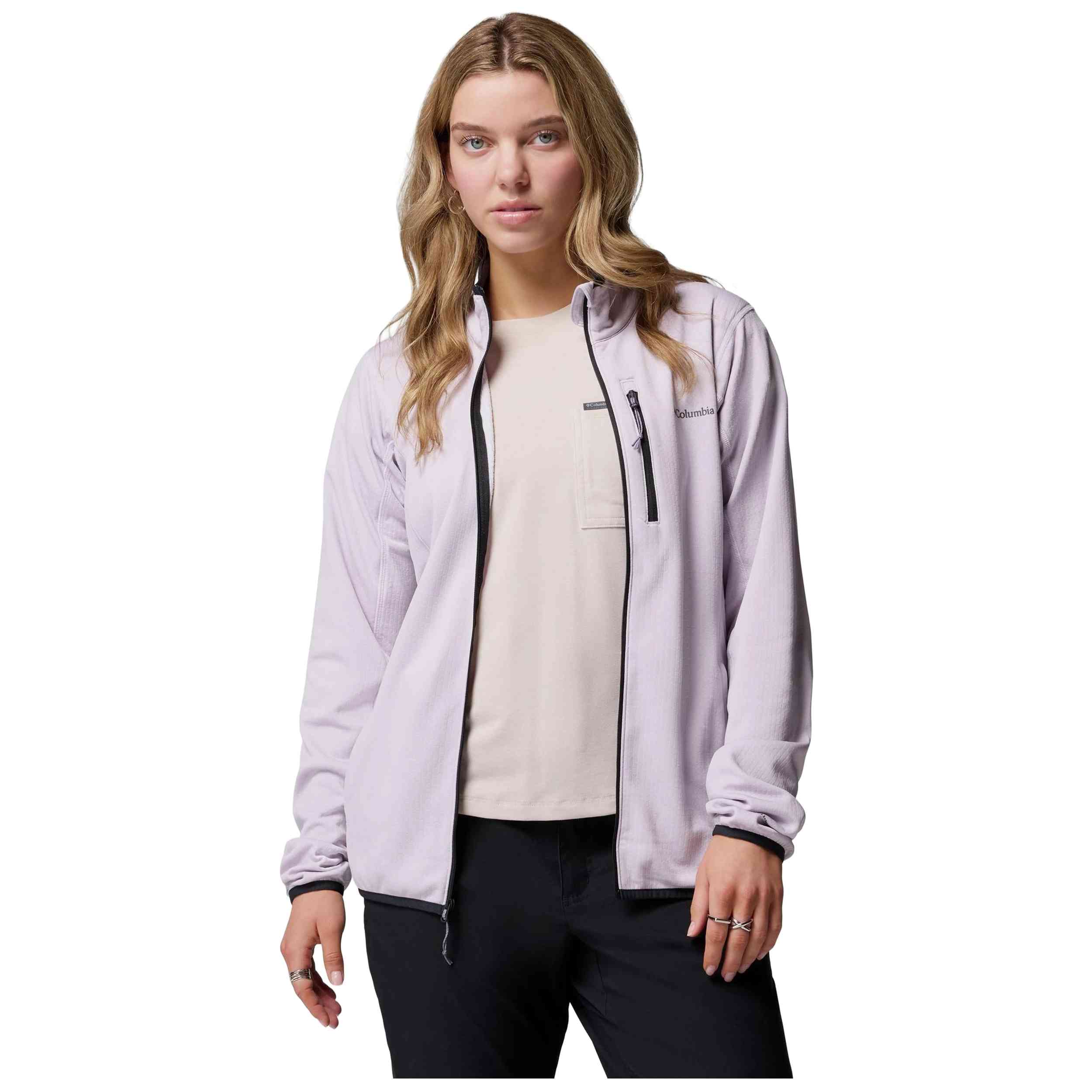 Chaqueta Columbia modelo Forro polar Columbia Essential Hike Grid Fleece Full Zip violeta lavanda mujer para Mujer en color Rosa
