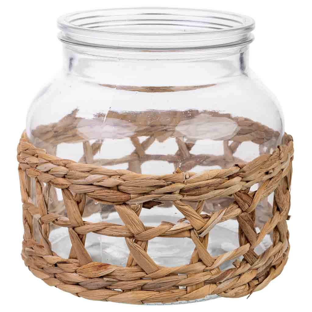 Wonderlust Deco - Jarrón de vidrio forrado de fibras naturales D12x16h cm Marrón D12x16h cm