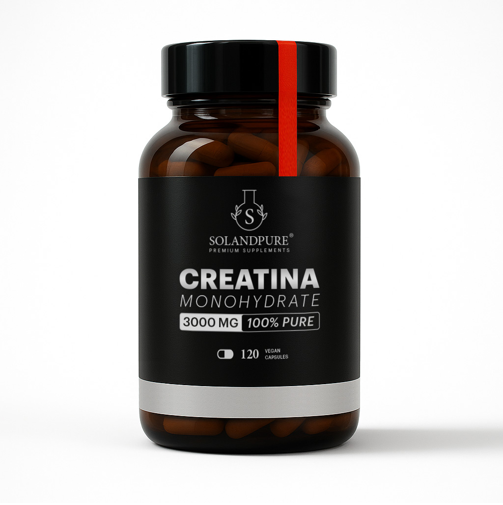 Creatina Monohidratada 100% Creapure® – 120 Cápsulas Vegetales HPMC, sin Gluten ni Lactosa, Ideal para Pre y Post Workout - Calidad Premium Solandpure®
