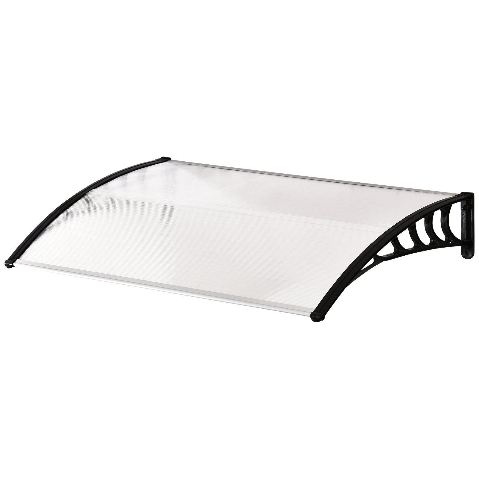 Outsunny Tejadillo de Protección Marquesina para Puertas y Ventanas contra Sol y Lluvia con Paneles de Policarbonato Barras de Aleación de Aluminio Transparente