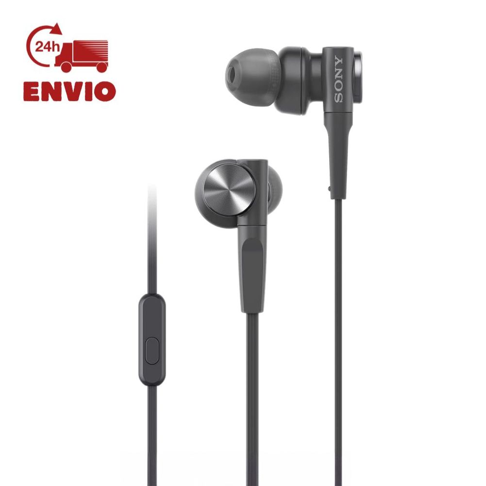 Sony Mdr-Xb55Ap - Auriculares Intraurales Con Extra Bass, Micrófono Para Llamadas Y Sonido De Alta Calidad, Color Negro - Perfectos Para Música, Depor