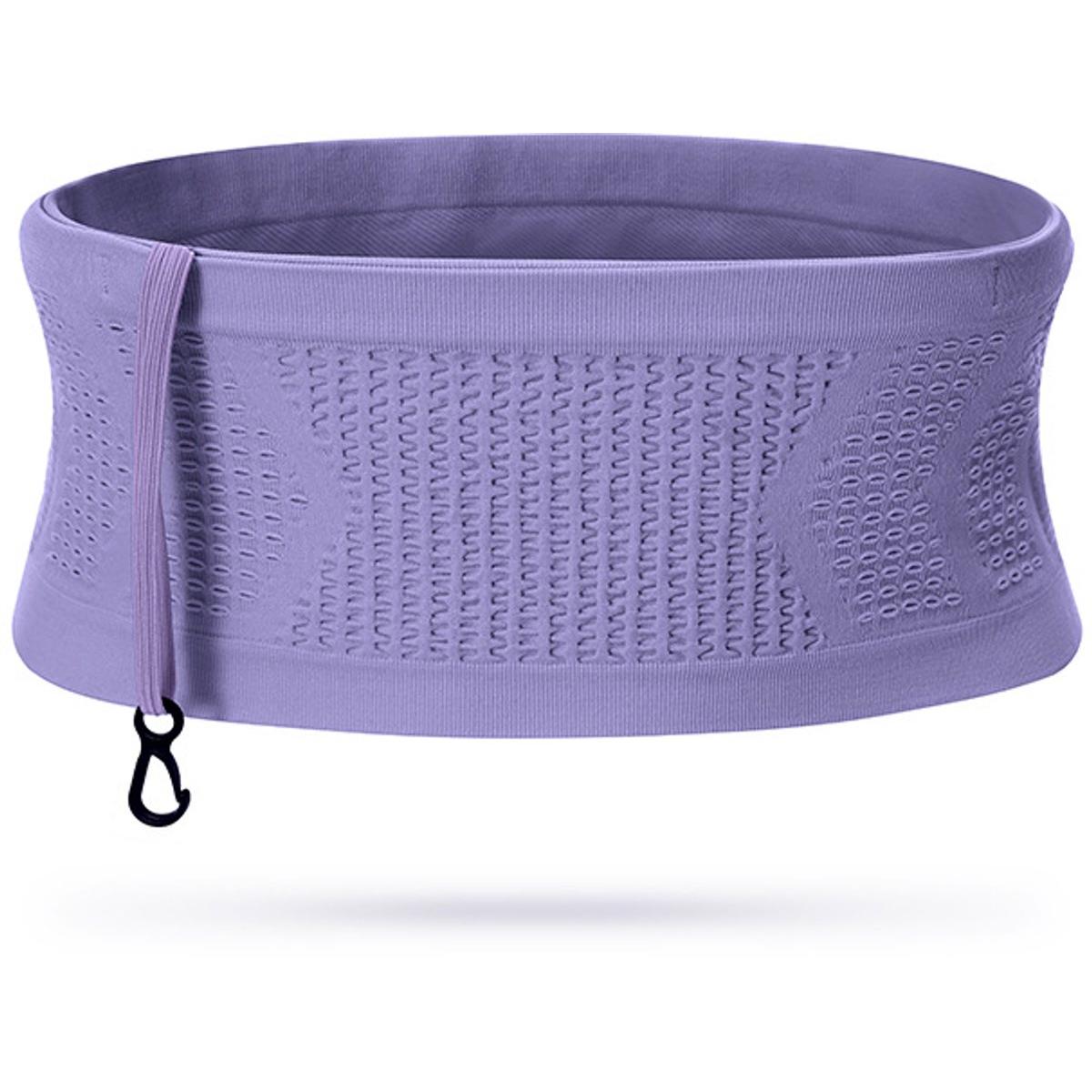 Multifunctionele hardlooptas, gemaakt van ademend gebreid materiaal, lichtgewicht en praktisch, waarin je je telefoon, sleutels en pasjes veilig kunt opbergen (paars, maat M 32.5*13cm).