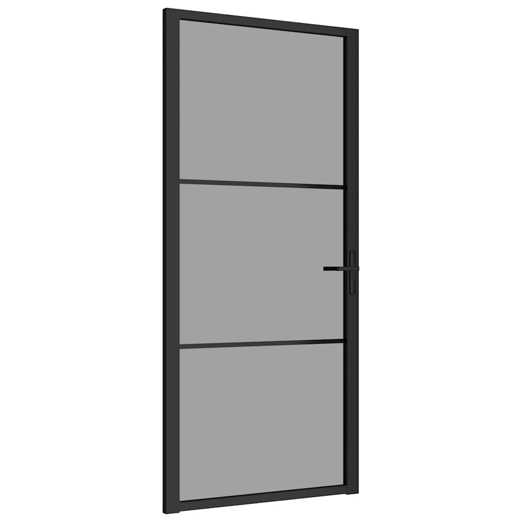 vidaXL Puerta interior vidrio ESG y aluminio negro 93x201,5 cm