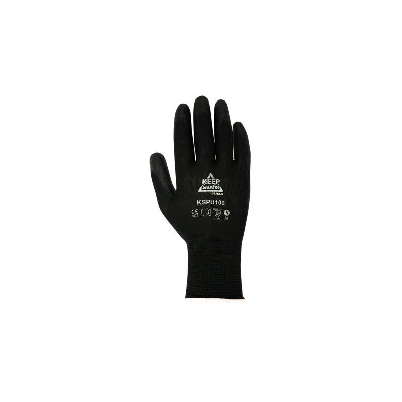 Guantes de Trabajo Ligero de Poliéster con Recubrimiento de Poliuretano en Palma y Dedos- 12 pares de guantes-