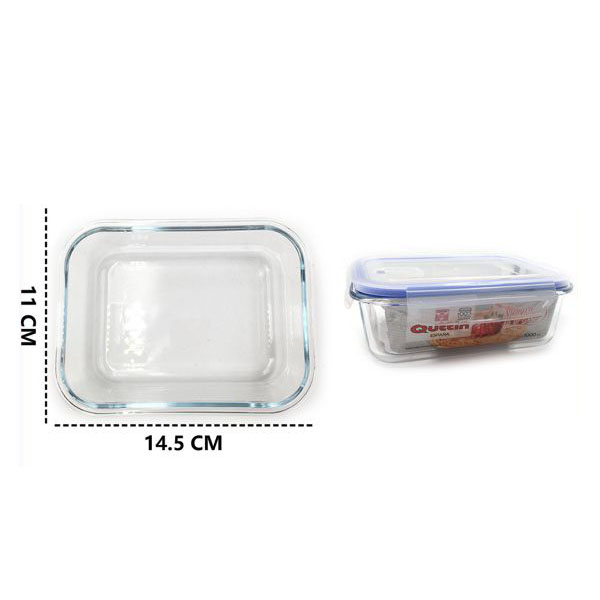 Fiambrera Rectangular de Cristal Borosilicato – Tupper Hermético, Apto para Microondas, Horno y Lavavajillas