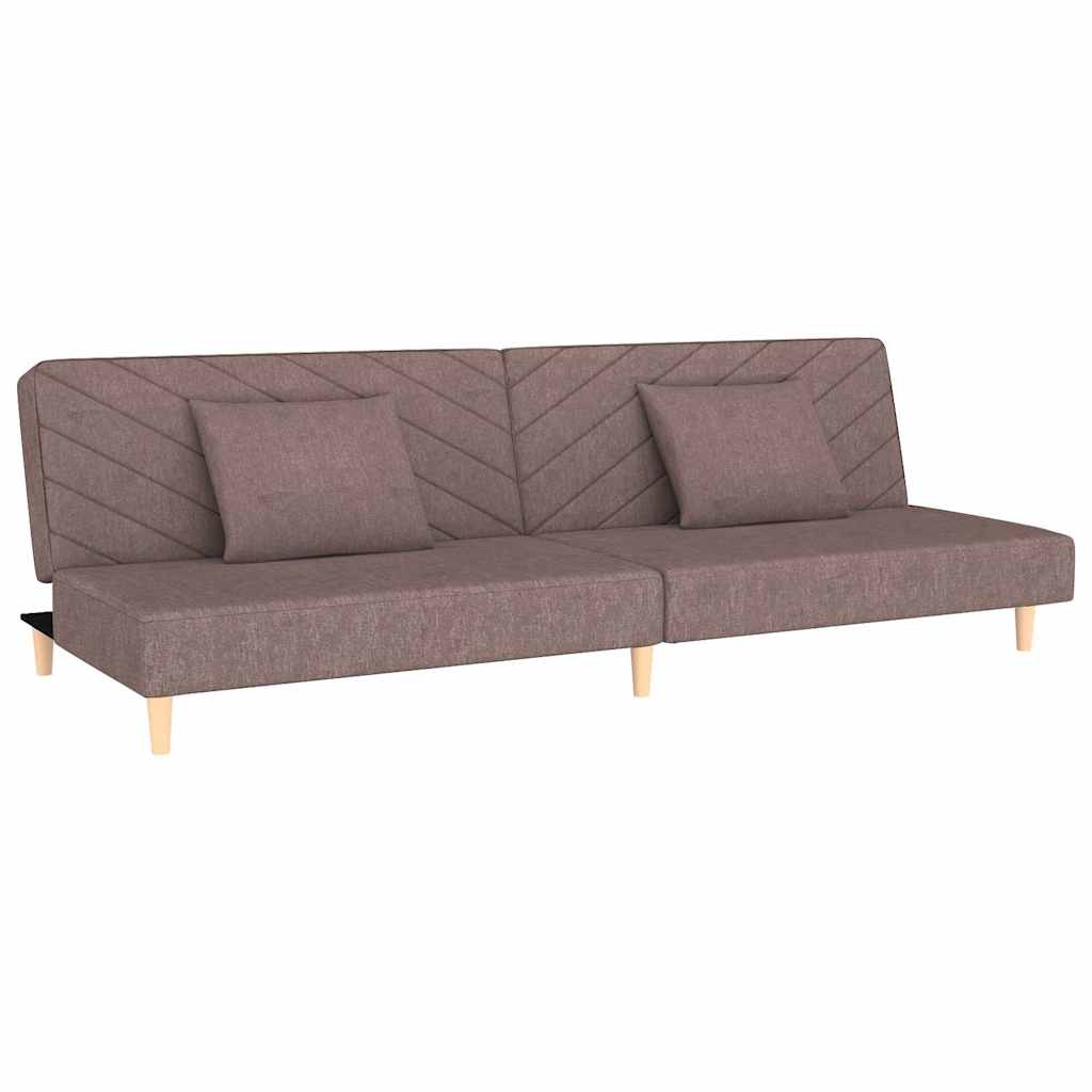 vidaXL Sofá cama de 2 plazas con dos almohadas tela gris taupe