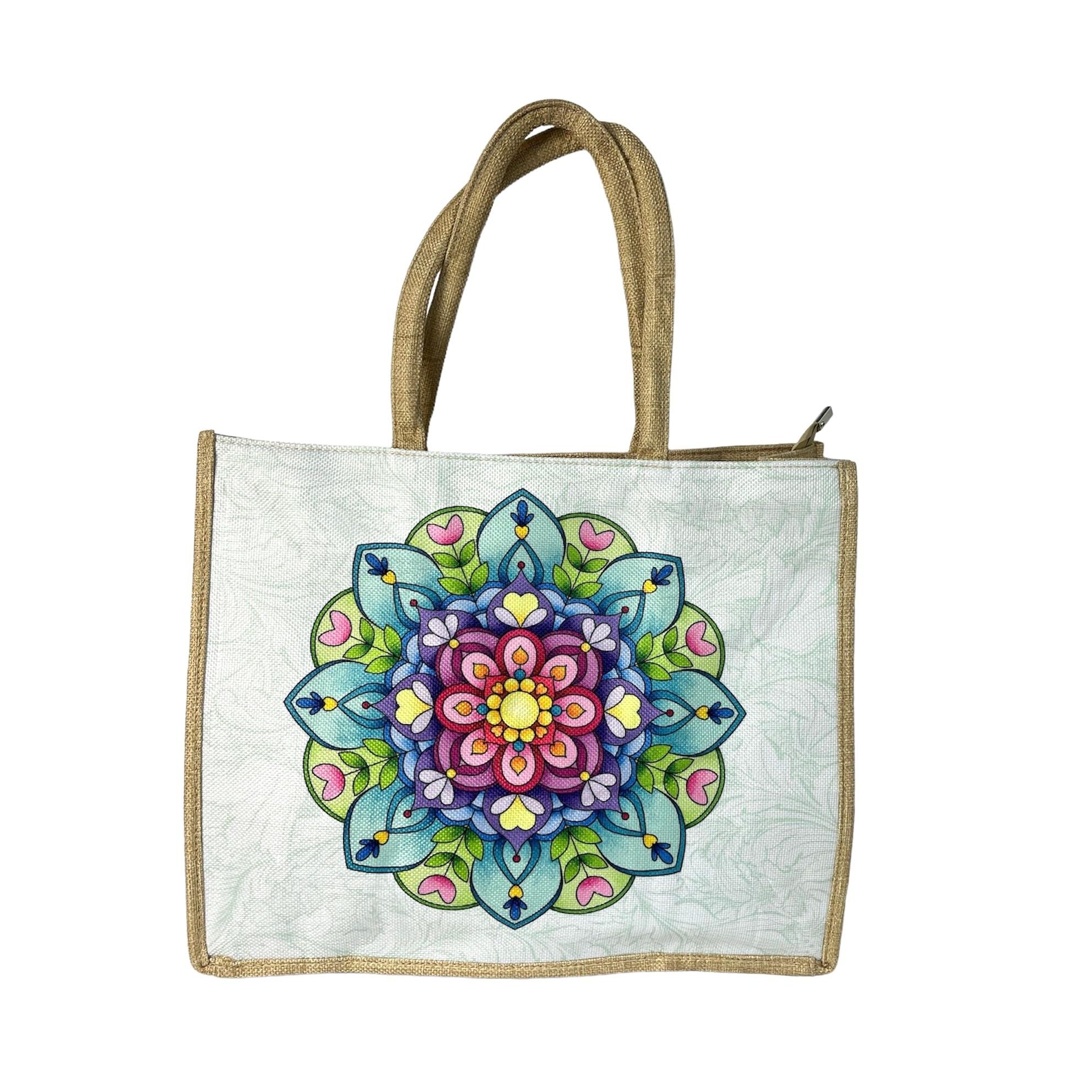 MEJORADA Bolso de Tote para Mujer con Patróns de Mandalas, Cremallera, Poliéster