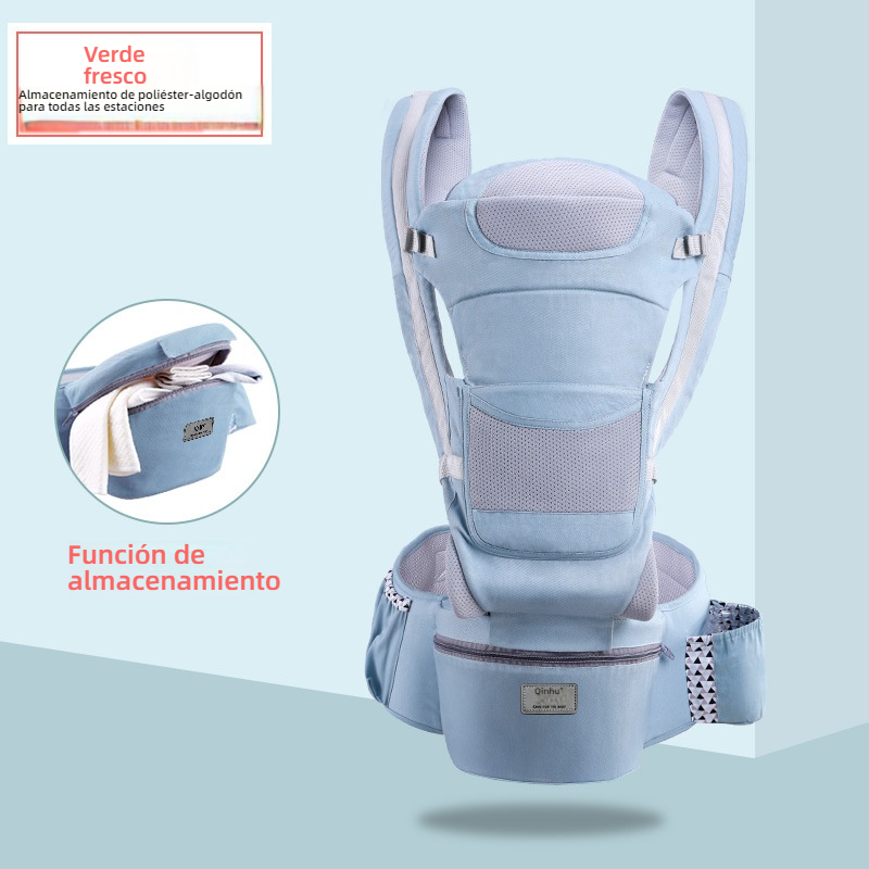 Portabebés Multifuncional con Asiento de Cadera — Plegable y Guardable, se Puede Llevar al Bebé Horizontalmente o en la Espalda, Cómodo y Práctico para Paseos
