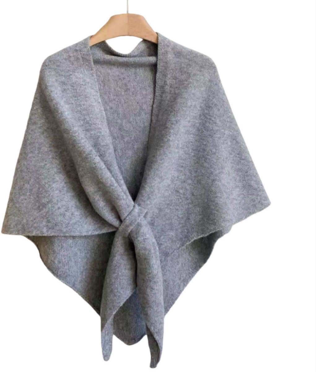 Sjaal, warme wintersjaal voor dames, cape, stijlvolle en elegante sjaal, lichtgrijs