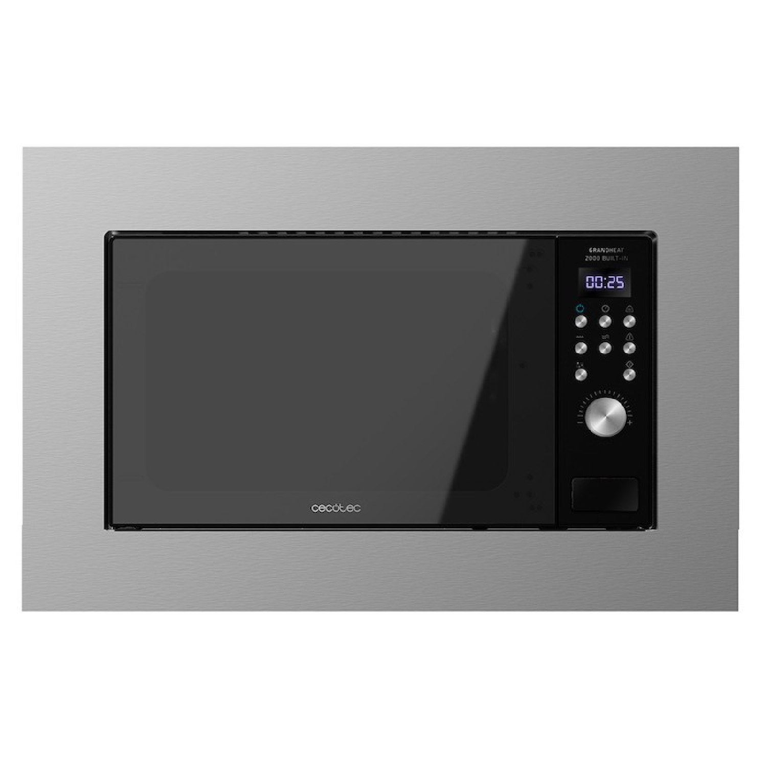 Cecotec Microondas encastrable Digital GrandHeat 2000 Built-In Steel Black. 700W, Integrable, 20l, Grill